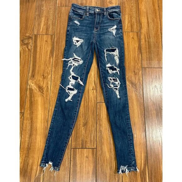 American Eagle Distressed Jegging size 0 - Picture 1 of 6